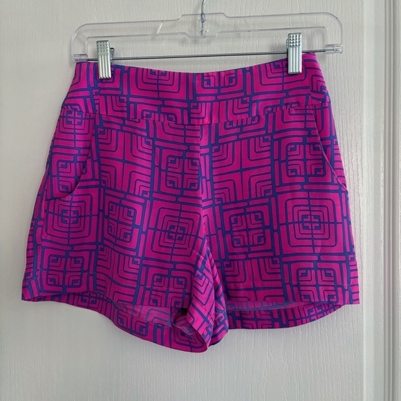 Alice & Trixie Pants - Alice & Trixie High Waist Pink Geometric Print Silk Shorts XS Resortwear